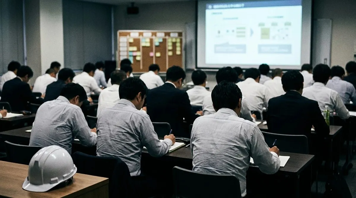 教室裡坐的不是年輕工程師，是管著一家 30 年營造廠全部命脈的決策者。